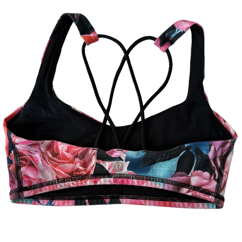 LULULEMON‎ Women’s Sports Bras Size 4   Pink Black Floral Roses - Picture 2 of 5